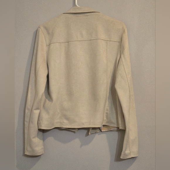 Philosophy Cream Faux Leather Suede Jacket Size Large NWT - Picture 3 of 12
